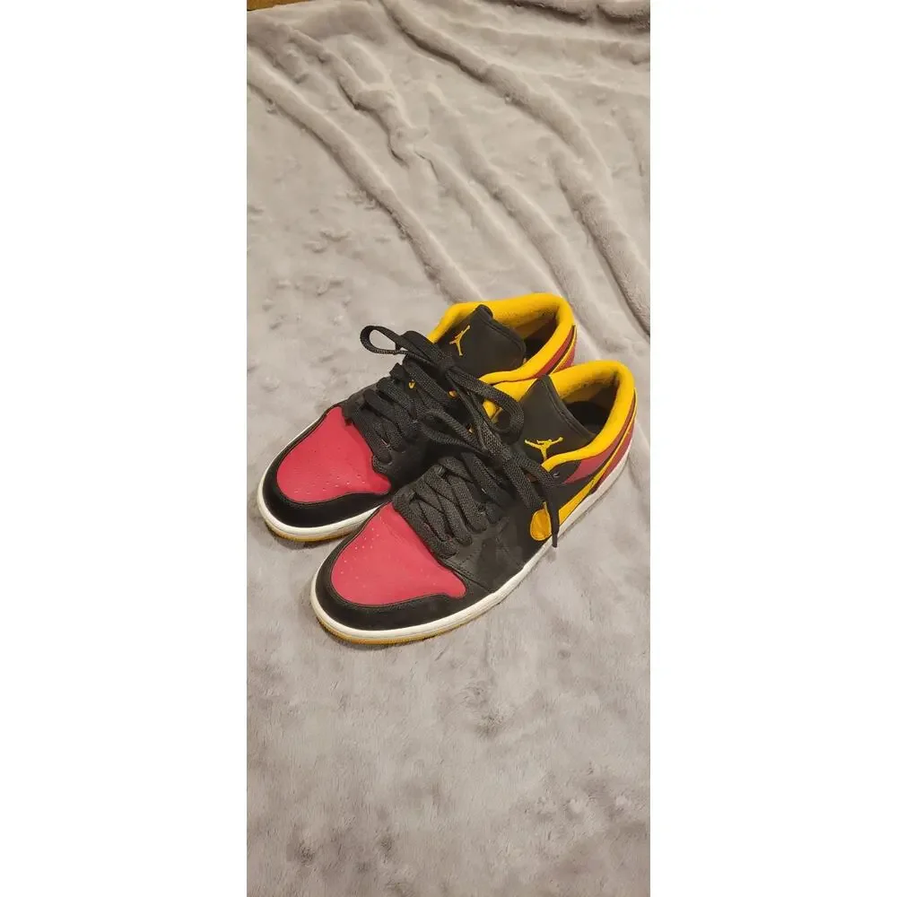 Nike Air Jordan 1 Low Bred Black-University Gold-Gym Red 553558-035 Men 11 w/box